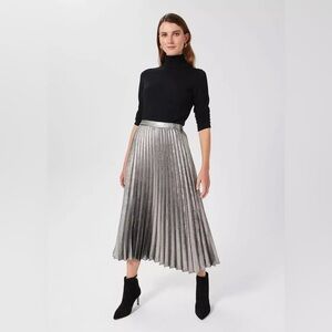 Gap Metallic Silver Pleated A-Line Skirt